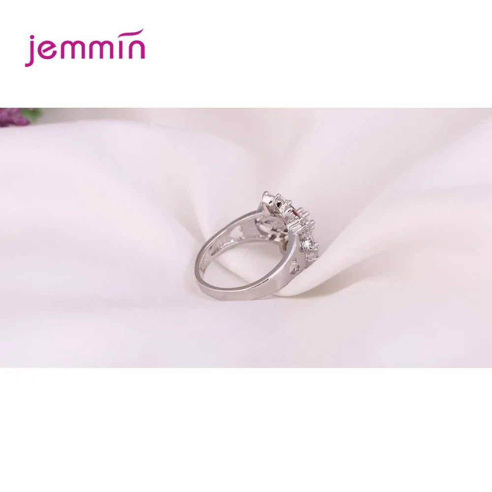 Bague de Promesse en Argent Sterling 925 pour Femme - Alliance Fantaisie Sertie de Pierres Colorées AAA Étincelantes