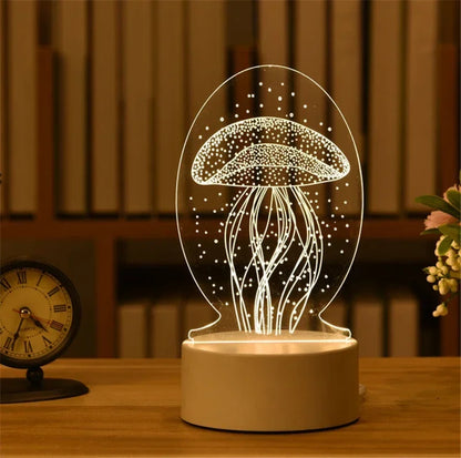 Lampe 3D Illusion d'Optique Acrylique - Veilleuse LED Originale - Décoration Murale Moderne - Cadeau Saint-Valentin, Anniversaire, Mariage - Alimentation USB