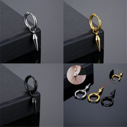 3 Créoles Goutte d'Eau Acier Inoxydable Punk Unisexe