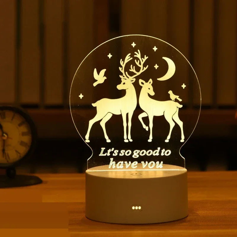 Lampe 3D Illusion d'Optique Acrylique - Veilleuse LED Originale - Décoration Murale Moderne - Cadeau Saint-Valentin, Anniversaire, Mariage - Alimentation USB