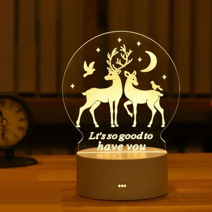 Lampe 3D Illusion d'Optique Acrylique - Veilleuse LED Originale - Décoration Murale Moderne - Cadeau Saint-Valentin, Anniversaire, Mariage - Alimentation USB