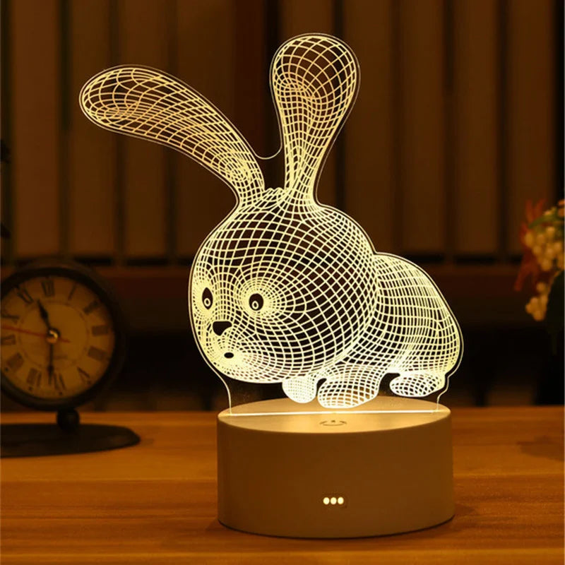 Lampe 3D Illusion d'Optique Acrylique - Veilleuse LED Design Bureau - Luminaire Original USB - Décoration Moderne Mariage, Saint-Valentin, Fêtes - Cadeau Unique