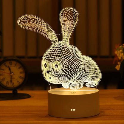 Lampe 3D Illusion d'Optique Acrylique - Veilleuse LED Design Bureau - Luminaire Original USB - Décoration Moderne Mariage, Saint-Valentin, Fêtes - Cadeau Unique