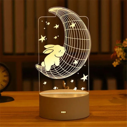 Lampe 3D Illusion d'Optique Acrylique - Veilleuse LED Originale - Décoration Murale Moderne - Cadeau Saint-Valentin, Anniversaire, Mariage - Alimentation USB