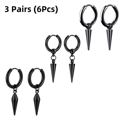 3 Créoles Goutte d'Eau Acier Inoxydable Punk Unisexe