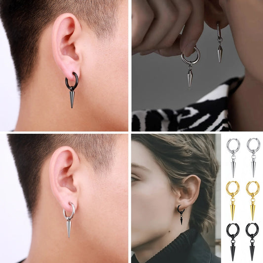 3 Créoles Goutte d'Eau Acier Inoxydable Punk Unisexe