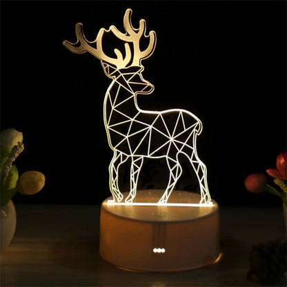 Lampe 3D Illusion d'Optique Acrylique - Veilleuse LED Design Bureau - Luminaire Original USB - Décoration Moderne Mariage, Saint-Valentin, Fêtes - Cadeau Unique