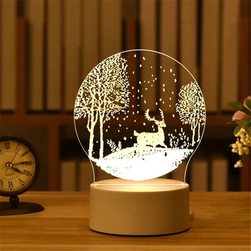 Lampe 3D Illusion d'Optique Acrylique - Veilleuse LED Originale - Décoration Murale Moderne - Cadeau Saint-Valentin, Anniversaire, Mariage - Alimentation USB