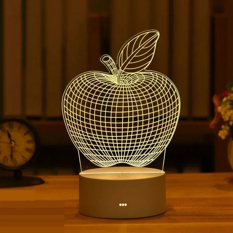 Lampe 3D Illusion d'Optique Acrylique - Veilleuse LED Originale - Décoration Murale Moderne - Cadeau Saint-Valentin, Anniversaire, Mariage - Alimentation USB