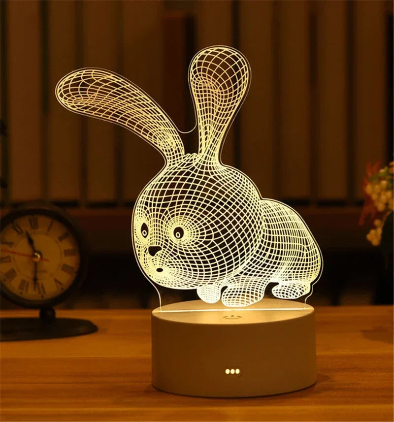 Lampe 3D Illusion d'Optique Acrylique - Veilleuse LED Originale - Décoration Murale Moderne - Cadeau Saint-Valentin, Anniversaire, Mariage - Alimentation USB