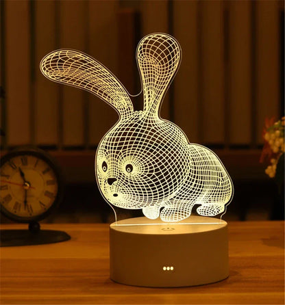 Lampe 3D Illusion d'Optique Acrylique - Veilleuse LED Originale - Décoration Murale Moderne - Cadeau Saint-Valentin, Anniversaire, Mariage - Alimentation USB
