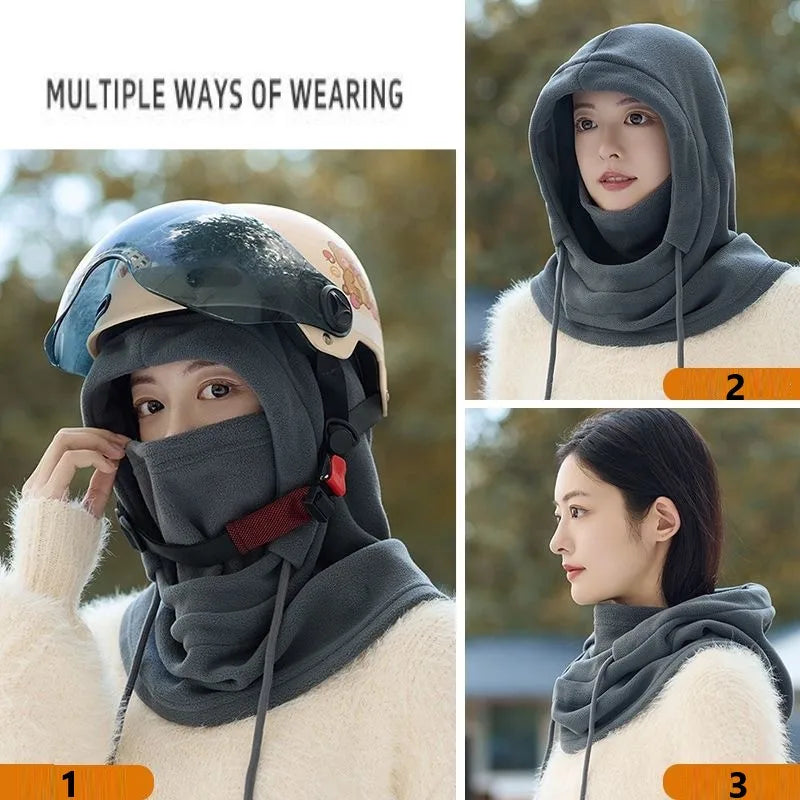 Cagoule Hiver Polaire Unisexe Coupe-Vent Ski Vélo Homme Femme