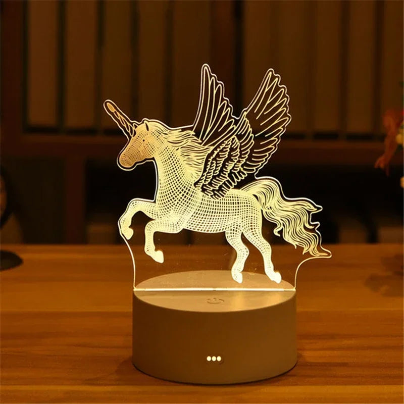 Lampe 3D Illusion d'Optique Acrylique - Veilleuse LED Originale - Décoration Murale Moderne - Cadeau Saint-Valentin, Anniversaire, Mariage - Alimentation USB