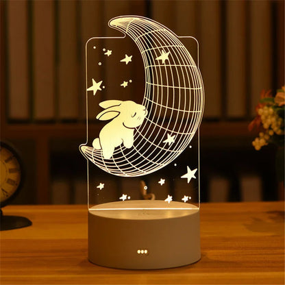 Lampe 3D Illusion d'Optique Acrylique - Veilleuse LED Design Bureau - Luminaire Original USB - Décoration Moderne Mariage, Saint-Valentin, Fêtes - Cadeau Unique